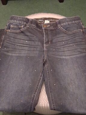 Westbound Women's Dark Blue Skinny Jeans with Sparkle Studs Sz 10R